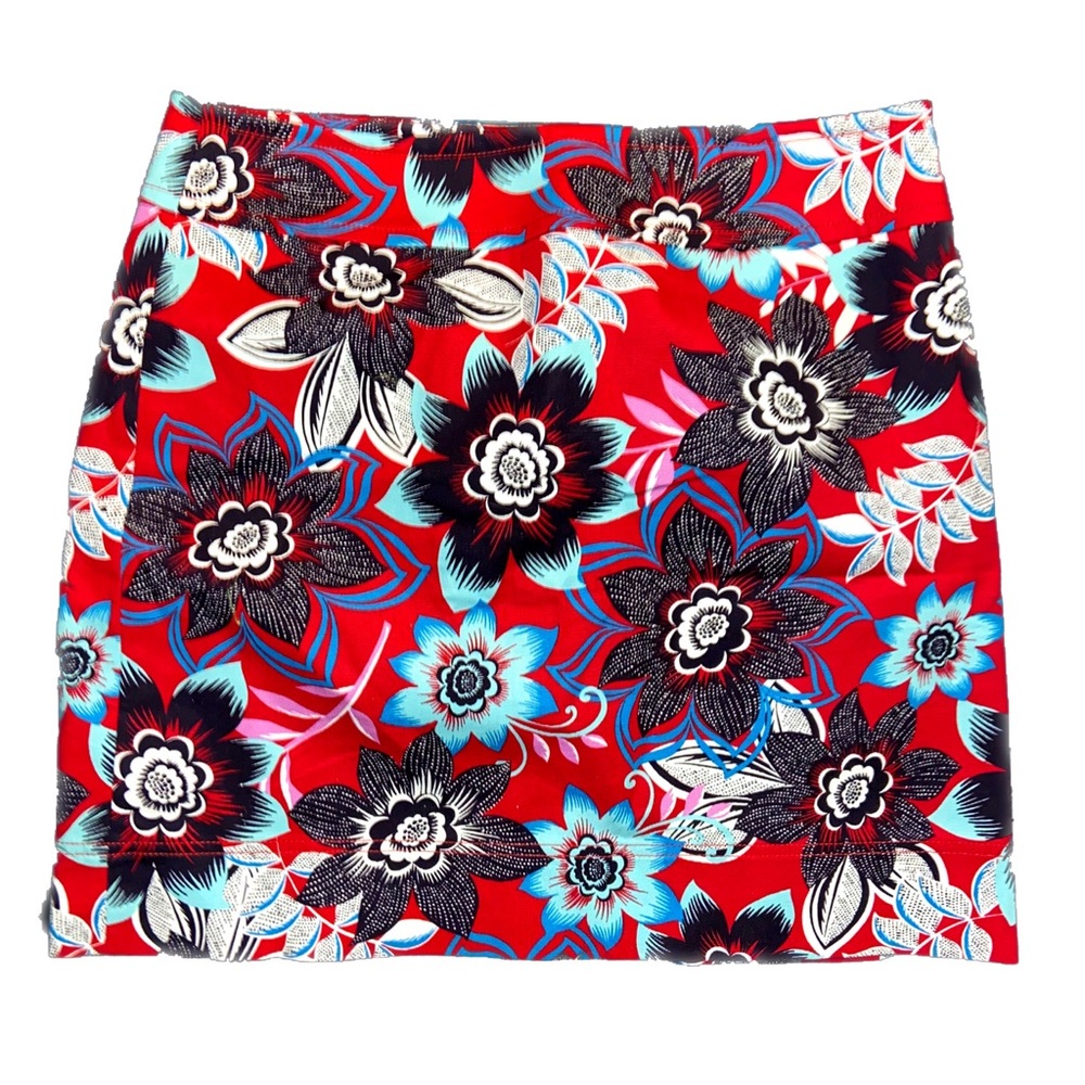 NWOT - Red Abstract Floral A-Line Skirt